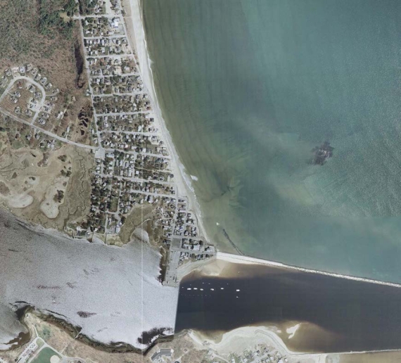 Aerial view of Camp Ellis Beach.  (US ARmy Corps of Engineers)